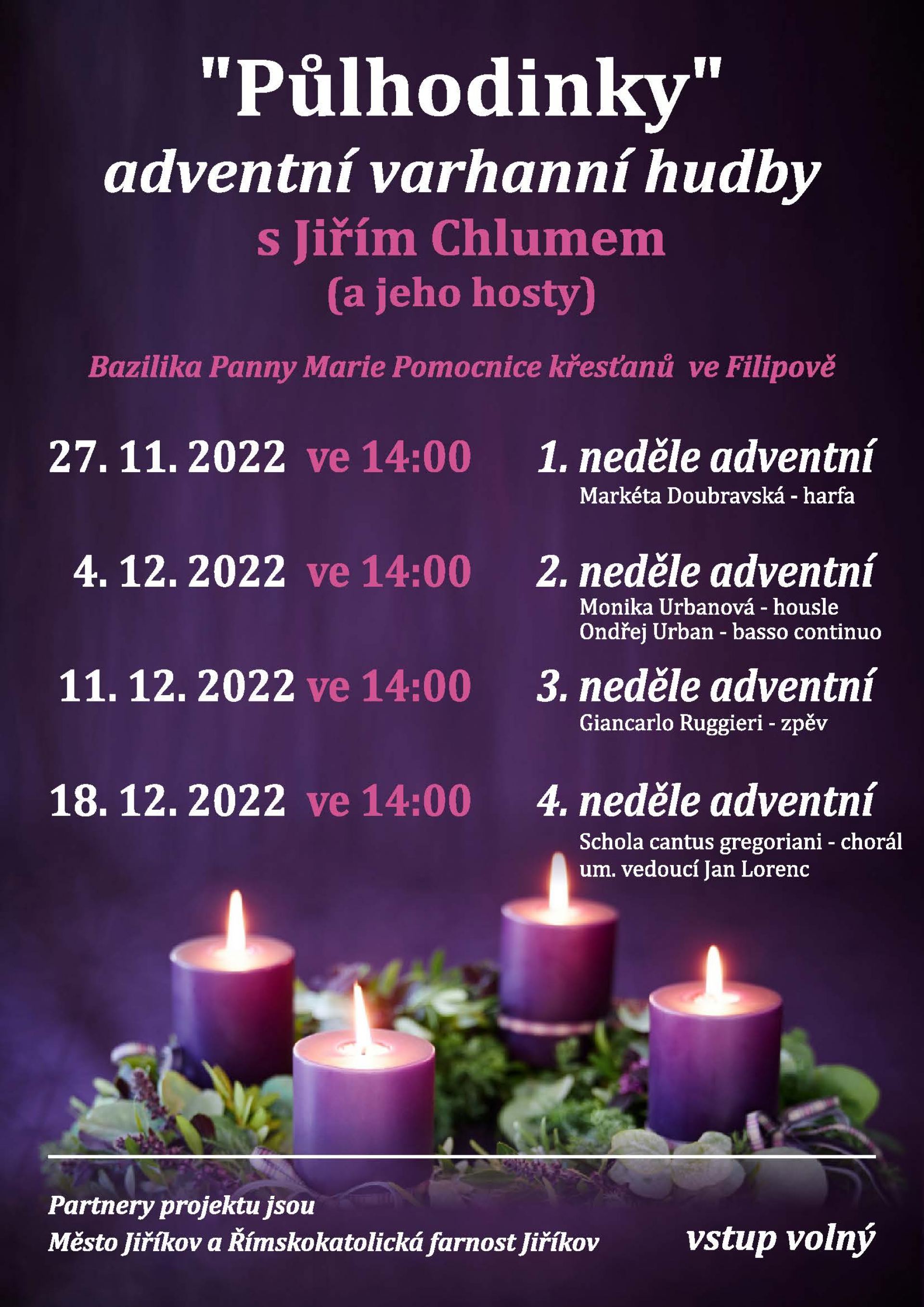 Adventní varhanní půlhodinky s Jiřím Chlumem a jeho hosty 
