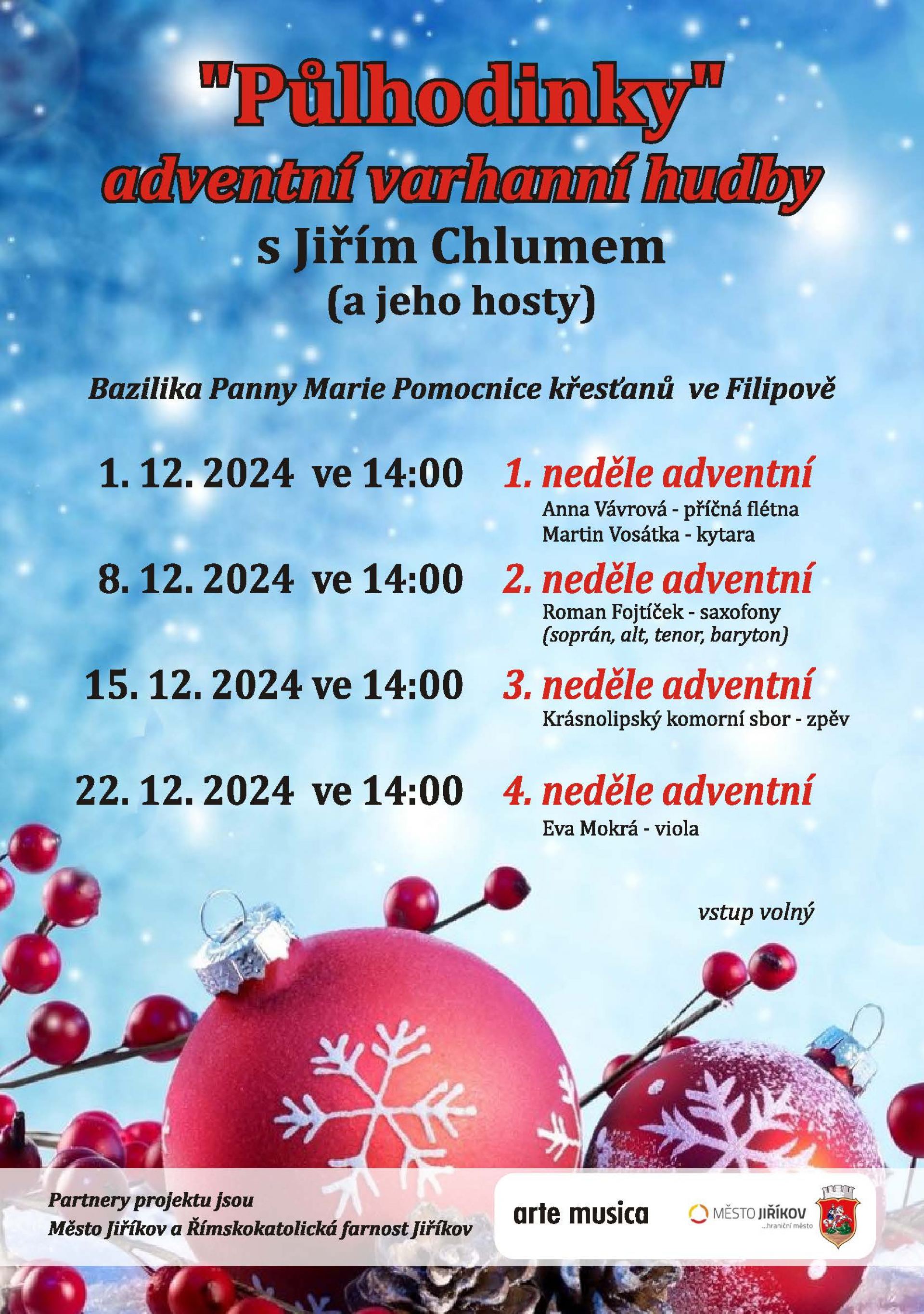 Půlhodinka adventní varhanní hudby s Jiřím Chlumem a jeho hosty